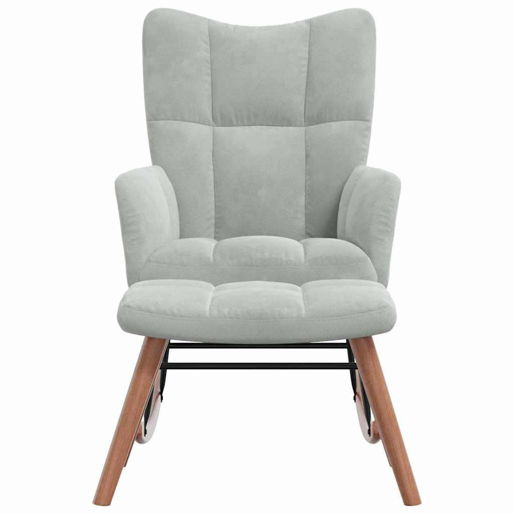 vidaXL Rocking Chair with a Stool Light Grey Velvet