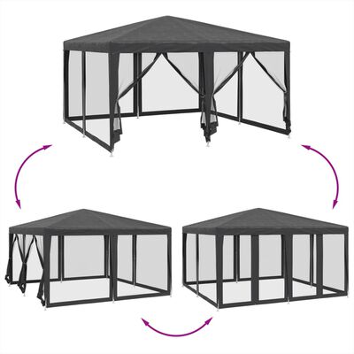 vidaXL Party Tent with 8 Mesh Sidewalls Anthracite 4x4 m HDPE, anthracite vidaXL Party Tent with 8 Mesh Sidewalls Anthracite 4x4 m HDPE