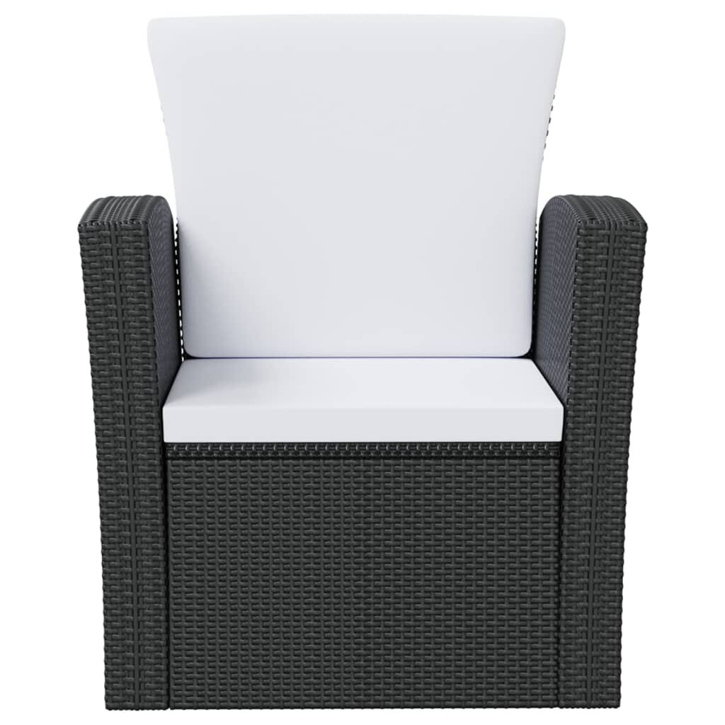 vidaXL 8 Piece Garden Lounge Set with Cushions Poly Rattan Black