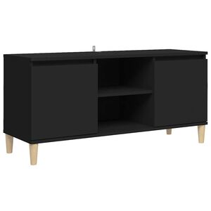 vidaXL TV Cabinet with Solid Wood Legs Black 103,5x35x50 cm