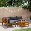vidaXL 5 Piece Garden Lounge Set with Cushion Solid Acacia Wood