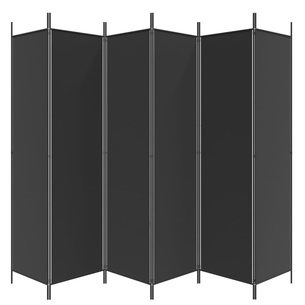 vidaXL 6-Panel Room Divider Black 300x200 cm Fabric