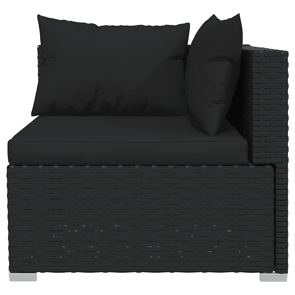 vidaXL 4 Piece Garden Lounge Set with Cushions Black Poly Rattan