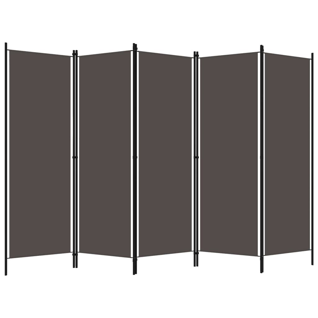vidaXL 5-Panel Room Divider Anthracite 250x180 cm