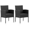 vidaXL Garden Chairs with Black Cushions 2 pcs Black Poly Rattan