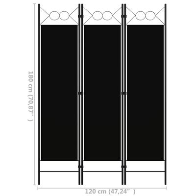 vidaXL 3-Panel Room Divider Black 120x180 cm, black vidaXL 3-Panel Room Divider Black 120x180 cm