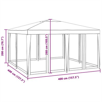vidaXL Party Tent with 8 Mesh Sidewalls Anthracite 4x4 m HDPE, anthracite vidaXL Party Tent with 8 Mesh Sidewalls Anthracite 4x4 m HDPE
