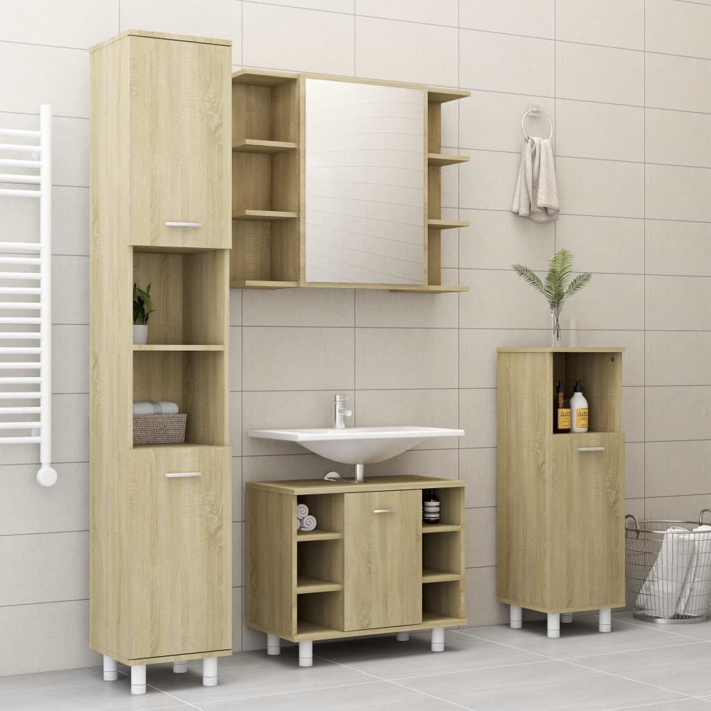 vidaXL Bathroom Mirror Cabinet Sonoma Oak 80x20.5x64 cm Engineered Wood