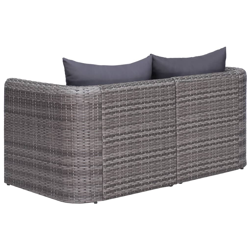 vidaXL Garden Corner Sofas 2 pcs Grey Poly Rattan