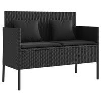 vidaXL Garden Bench with Cushions Black Poly Rattan