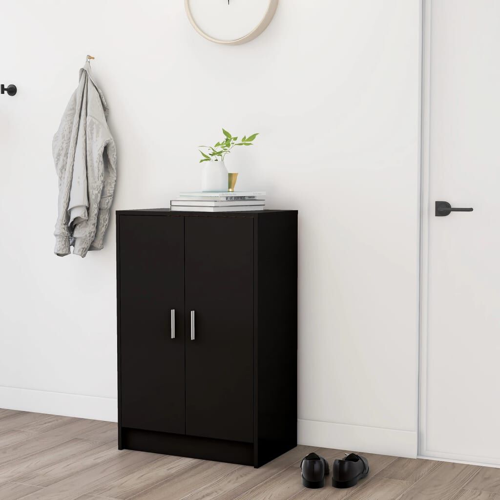 vidaXL Shoe Cabinet Black 60x35x92 cm Engineered Wood
