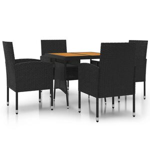 vidaXL 5 Piece Outdoor Dining Set Poly Rattan Black
