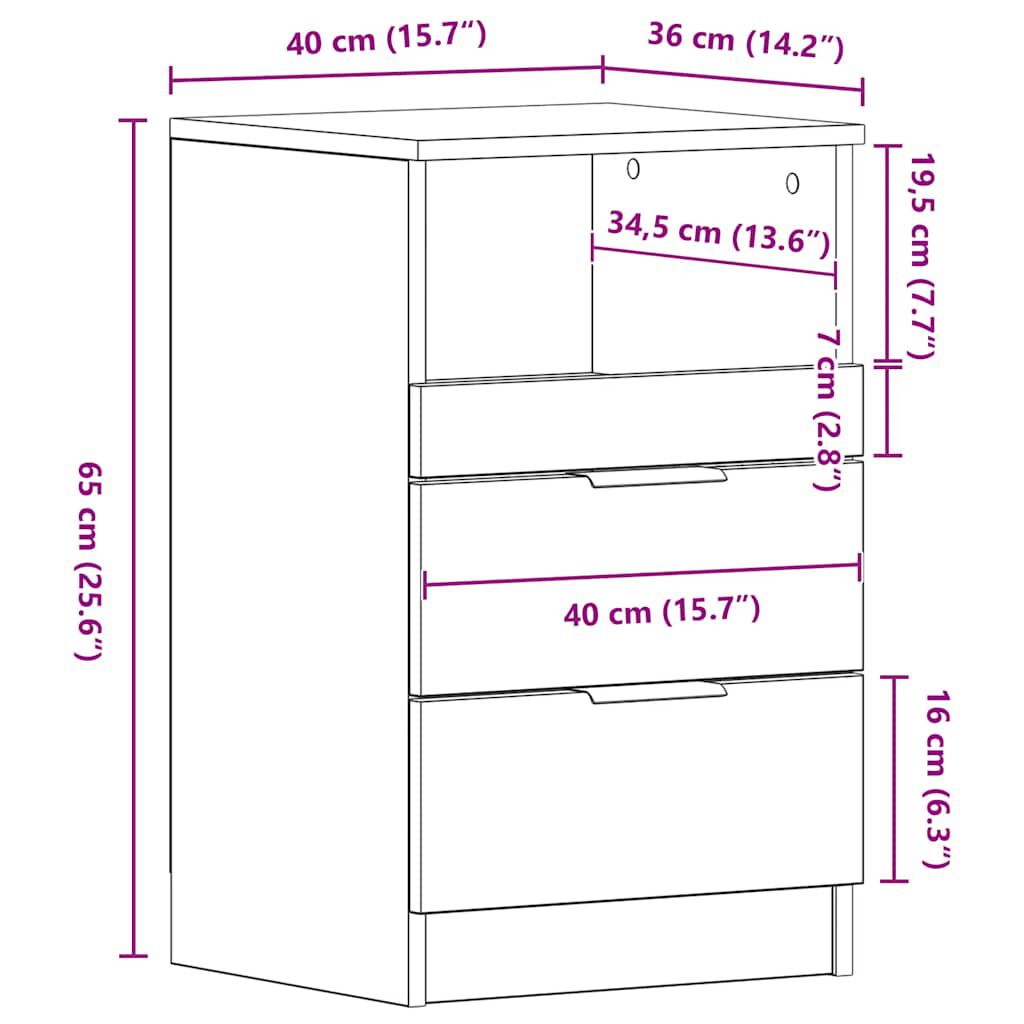 vidaXL Bedside Cabinet Black Engineered Wood