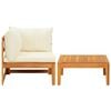 vidaXL 2 Piece Garden Lounge Set with Cream White Cushions Acacia Wood