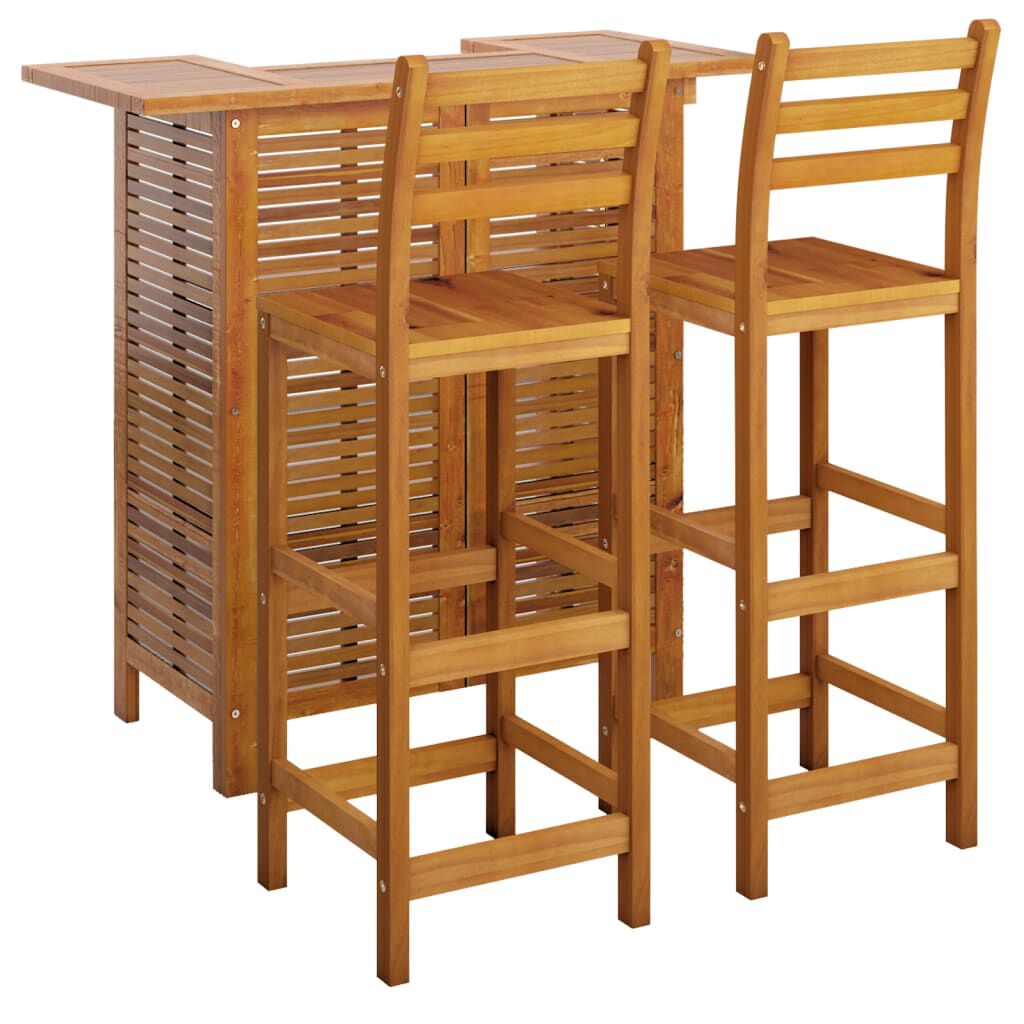 vidaXL 3 Piece Garden Bar Set Solid Wood Acacia
