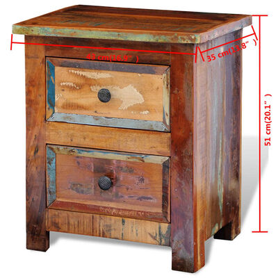 vidaXL Nightstand with 2 Drawers Solid Reclaimed Wood,  vidaXL Nightstand with 2 Drawers Solid Reclaimed Wood