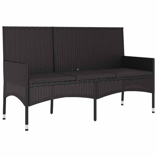 vidaXL 4 Piece Garden Lounge Set with Cushions Black Poly Rattan