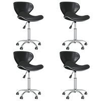 vidaXL Swivel Dining Chairs 4 pcs Black Faux Leather, black vidaXL Swivel Dining Chairs 4 pcs Black Faux Leather