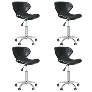 vidaXL Swivel Dining Chairs 4 pcs Black Faux Leather