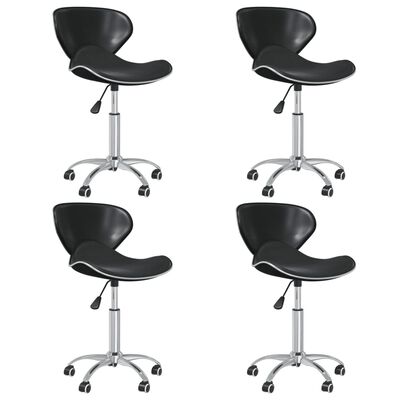 vidaXL Swivel Dining Chairs 4 pcs Black Faux Leather, black vidaXL Swivel Dining Chairs 4 pcs Black Faux Leather