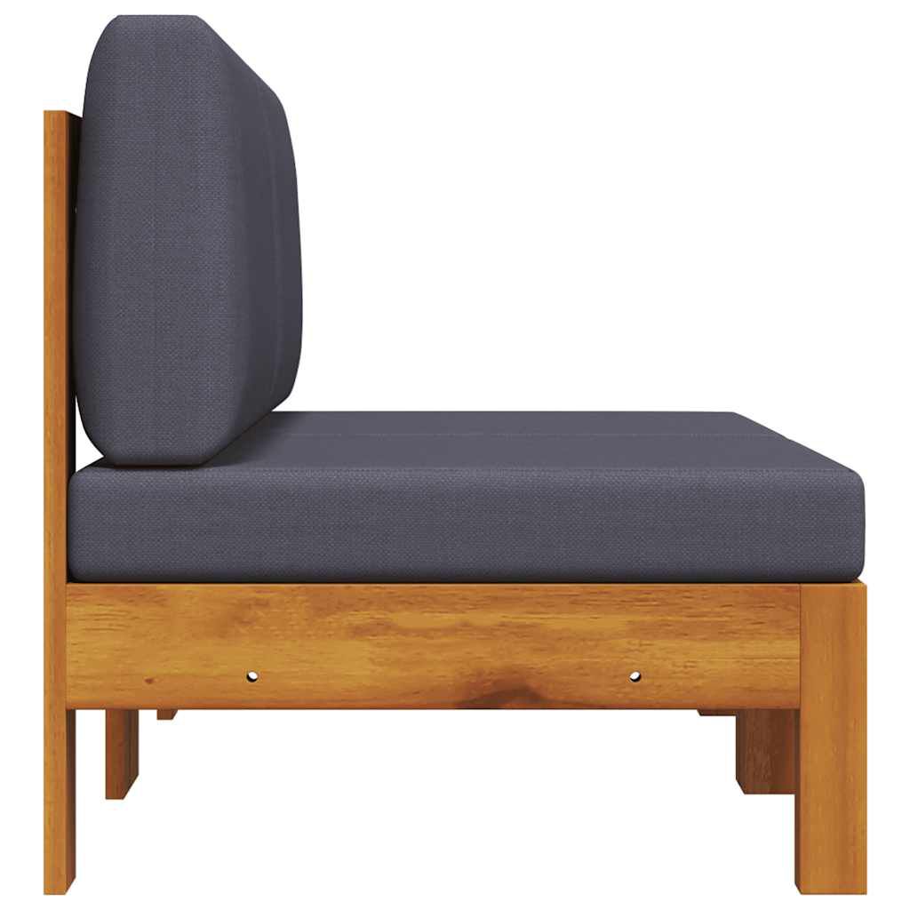 vidaXL Middle Sofas 2 pcs with Dark Grey Cushions Solid Acacia Wood