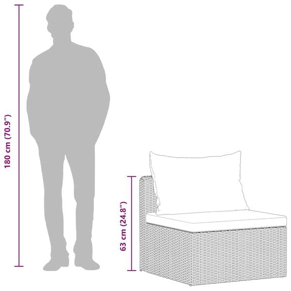 vidaXL 3 Piece Garden Sofa Set with Cushions Grey Poly Rattan