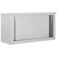 vidaXL Kitchen Wall Cabinet with Sliding Doors 90x40x50 cm Stainless Steel,  vidaXL Kitchen Wall Cabinet with Sliding Doors 90x40x50 cm Stainless Steel