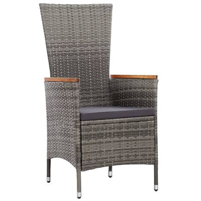 vidaXL 9 Piece Outdoor Dining Set with Cushions Poly Rattan Grey, grey vidaXL 9 Piece Outdoor Dining Set with Cushions Poly Rattan Grey