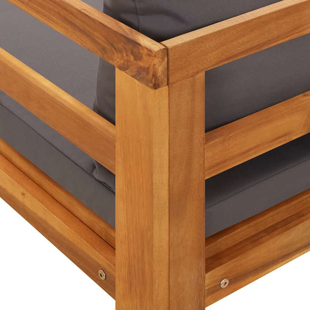 vidaXL Sun Lounger with 1 Armrest Dark Grey Solid Acacia Wood