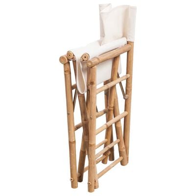 vidaXL Folding Director's Chair 2 pcs Bamboo and Canvas, white vidaXL Folding Director's Chair 2 pcs Bamboo and Canvas