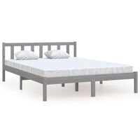 vidaXL Bed Frame without Mattress Grey Solid Wood 140x200 cm