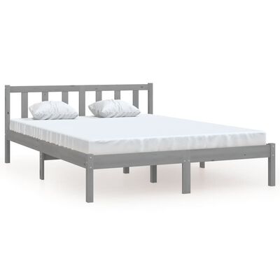 vidaXL Bed Frame without Mattress Grey Solid Wood 140x200 cm, grey vidaXL Bed Frame without Mattress Grey Solid Wood 140x200 cm