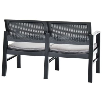 vidaXL 2-Seater Garden Bench with Cushions 120 cm Plastic Anthracite, anthracite vidaXL 2-Seater Garden Bench with Cushions 120 cm Plastic Anthracite