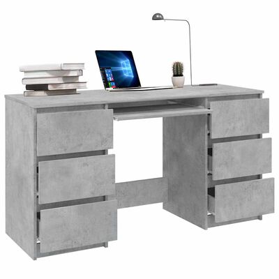 vidaXL Writing Desk Concrete Grey 140x50x77 cm Engineered Wood, concrete grey vidaXL Writing Desk Concrete Grey 140x50x77 cm Engineered Wood