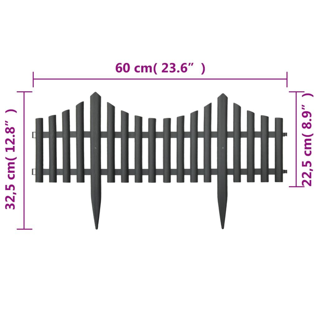 vidaXL Lawn Edgings 17 pcs Anthracite 10 m PP