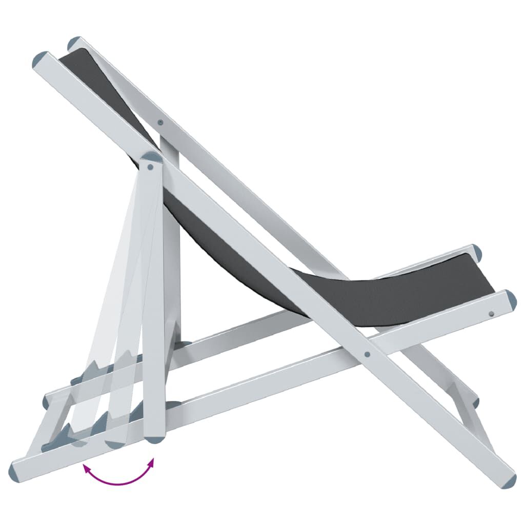 vidaXL Folding Beach Chairs 2 pcs Grey Aluminium and Textilene