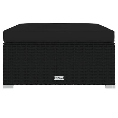 vidaXL Garden Footrest with Cushion Black 70x70x30 cm Poly Rattan, black vidaXL Garden Footrest with Cushion Black 70x70x30 cm Poly Rattan