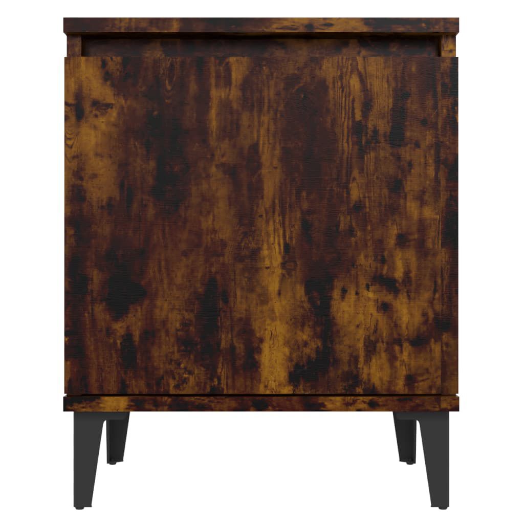 vidaXL Bed Cabinet with Metal Legs Smoked Oak 40x30x50 cm