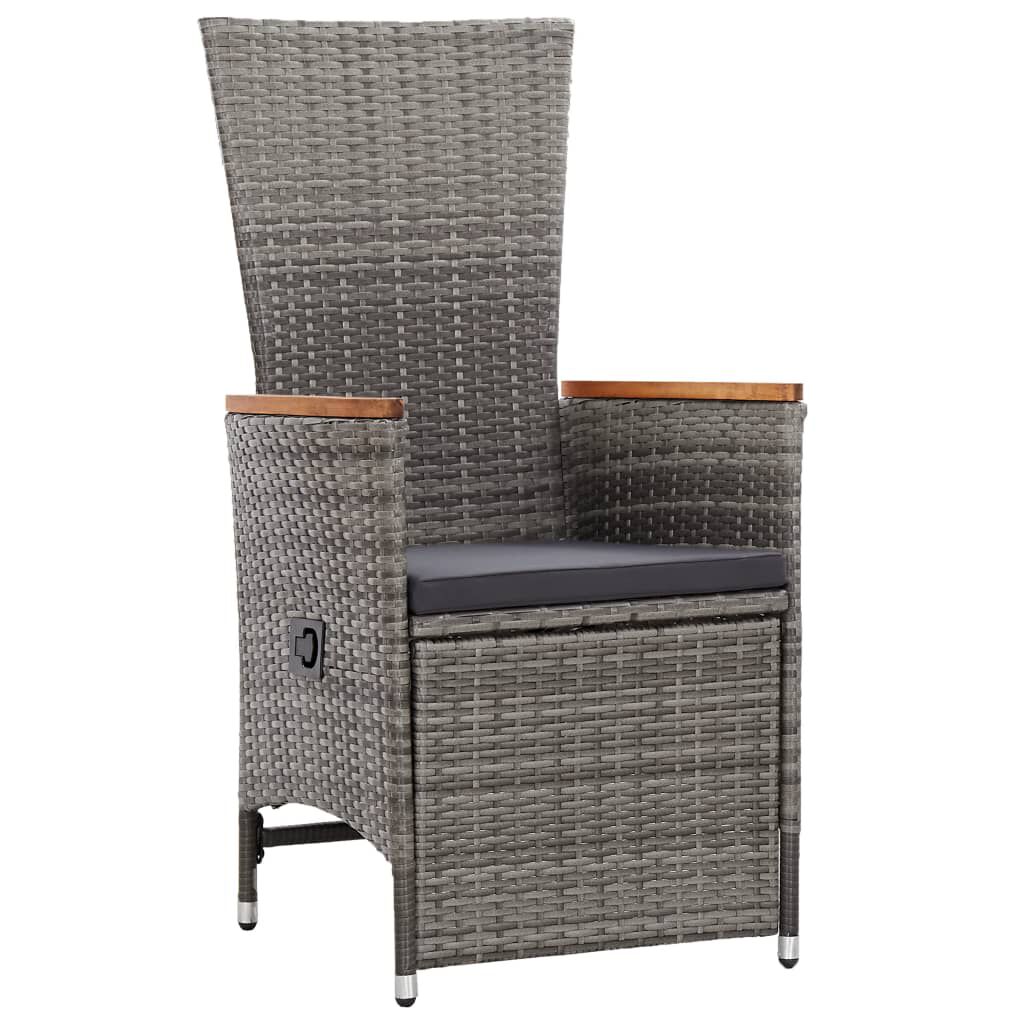 vidaXL 7 Piece Outdoor Dining Set with Cushions Poly Rattan Grey