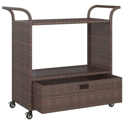 vidaXL Bar Cart with Drawer Brown 100x45x97 cm Poly Rattan, brown vidaXL Bar Cart with Drawer Brown 100x45x97 cm Poly Rattan