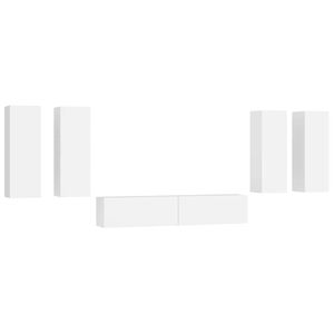 vidaXL 6 Piece TV Cabinet Set White Engineered Wood