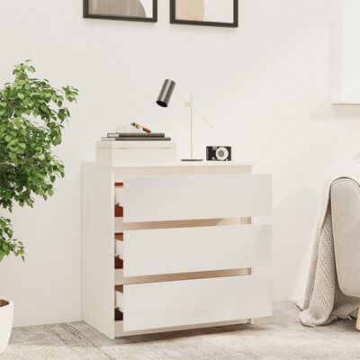 vidaXL Bedside Cabinet White 60x36x64 cm Solid Pinewood