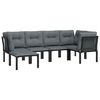 vidaXL 6 Piece Garden Lounge Set Black and Grey Poly Rattan