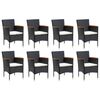 vidaXL 9 Piece Garden Dining Set with Cushions Poly Rattan Black