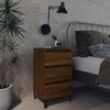 vidaXL Bed Cabinet with Metal Legs Brown Oak 40x35x69 cm