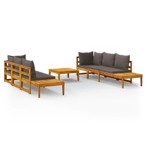 vidaXL 5 Piece Garden Lounge Set with Dark Grey Cushions Acacia Wood