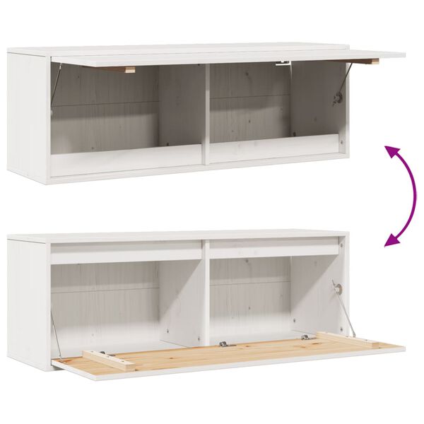 vidaXL Wall Cabinet White 100x30x35 cm Solid Wood Pine