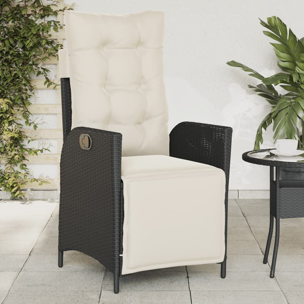 vidaXL Reclining Garden Chairs 2 pcs with Footrest Black Poly Rattan