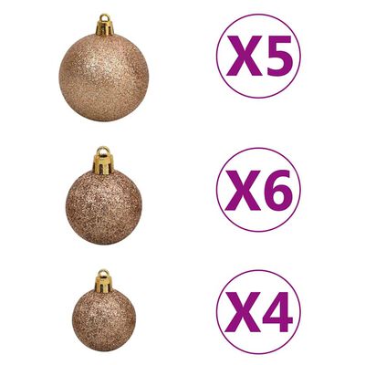vidaXL Artificial Pre-lit Christmas Tree with Ball Set Pink 150 cm PVC, pink vidaXL Artificial Pre-lit Christmas Tree with Ball Set Pink 150 cm PVC