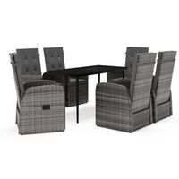 vidaXL 7 Piece Garden Dining Set with Cushions Grey, grey vidaXL 7 Piece Garden Dining Set with Cushions Grey
